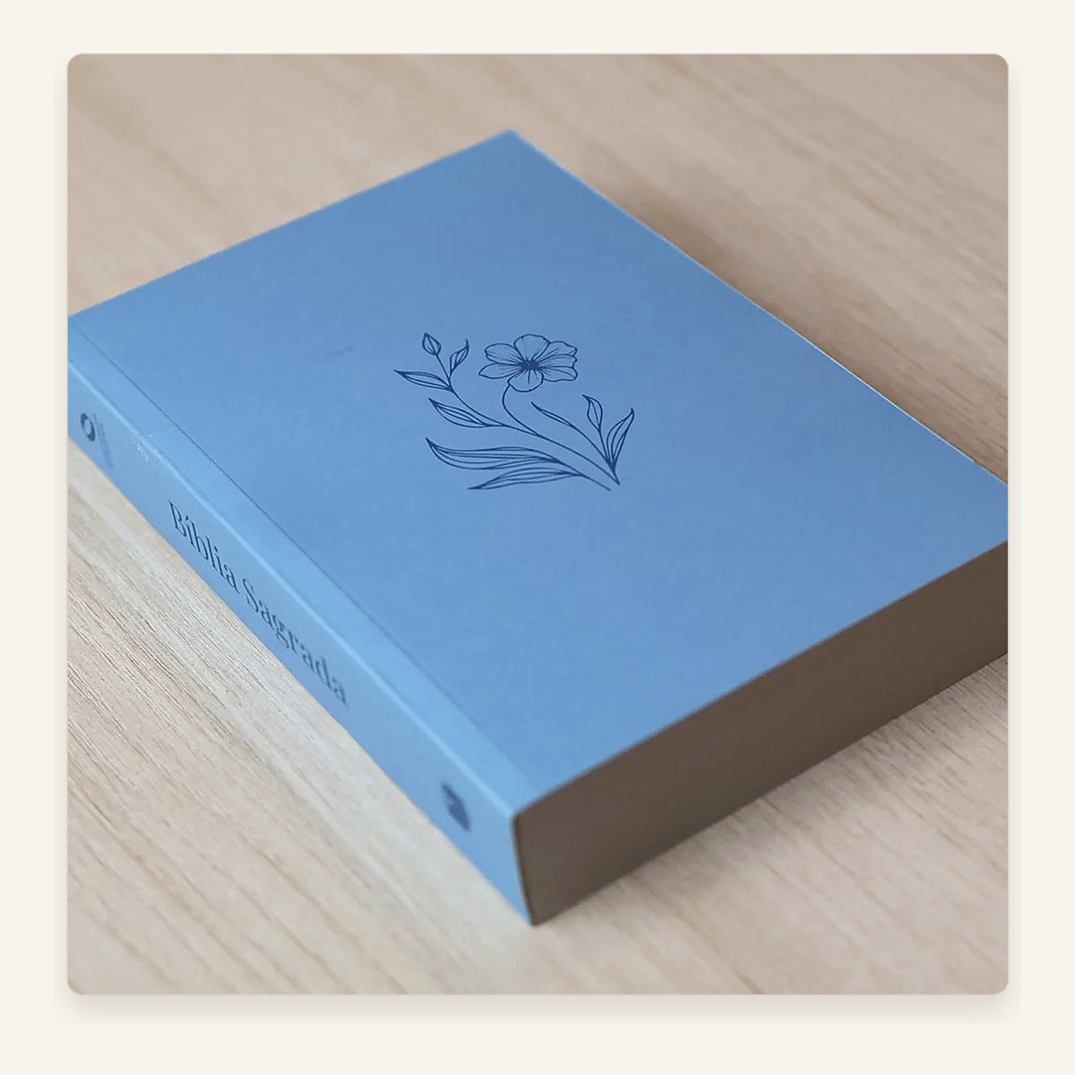 Bíblia Flor Minimalista Azul — capa e acabamento