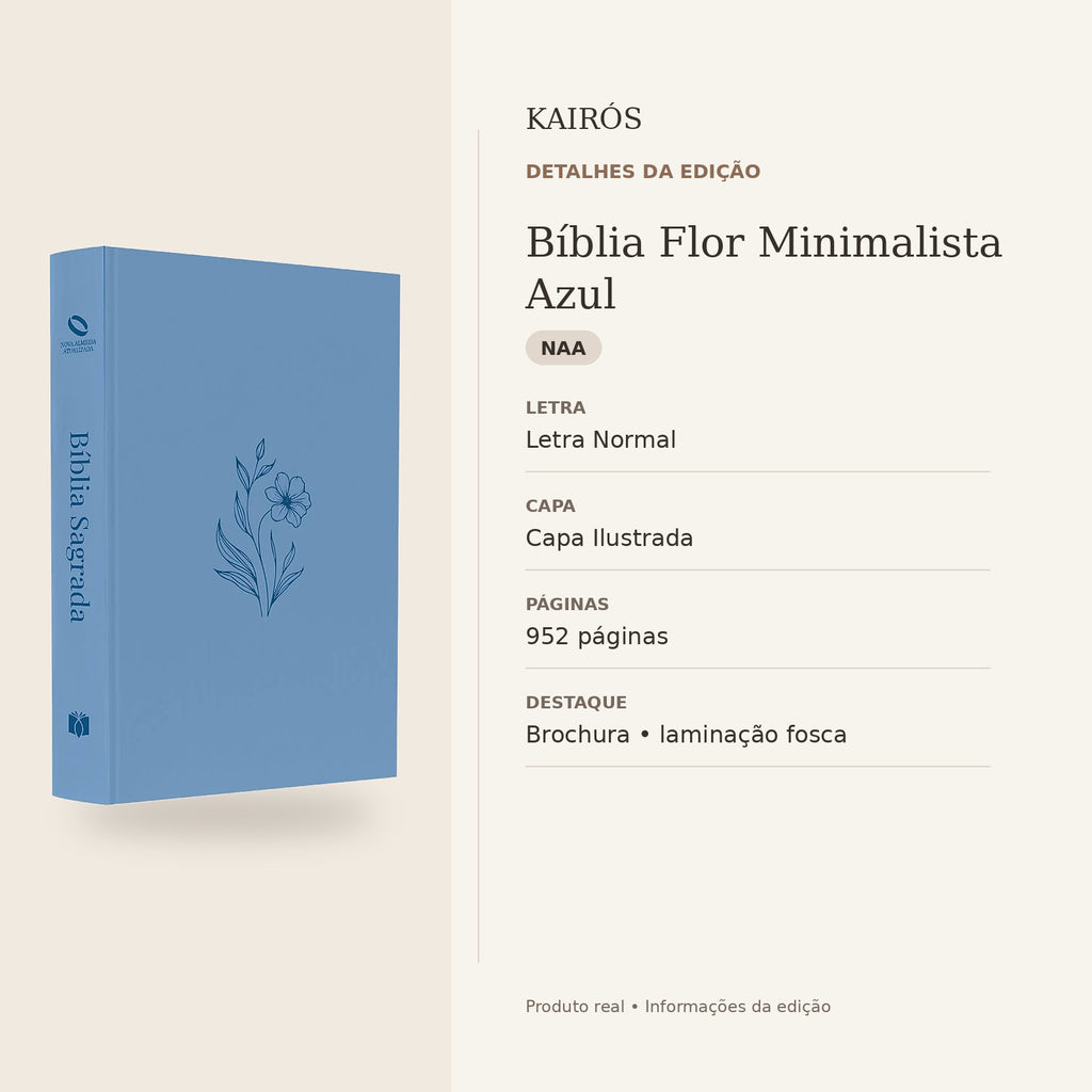 Bíblia Flor Minimalista Azul — detalhes da edição