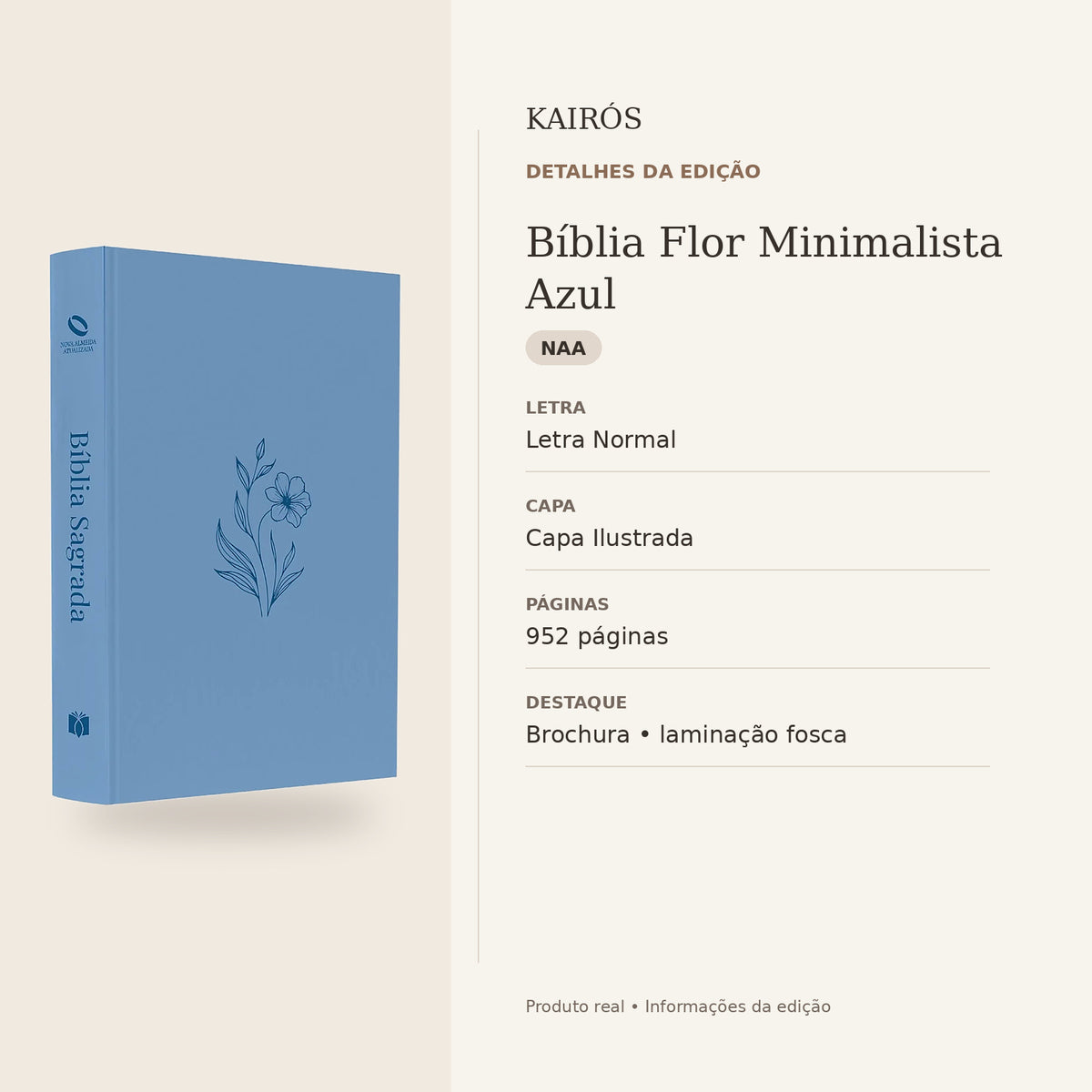Bíblia Flor Minimalista Azul — detalhes da edição