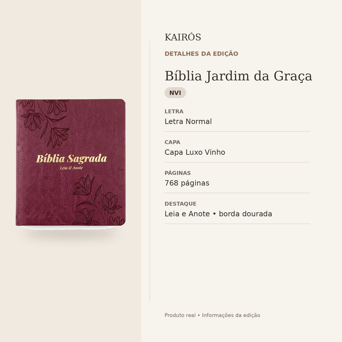Bíblia Jardim da Graça — detalhes da edição