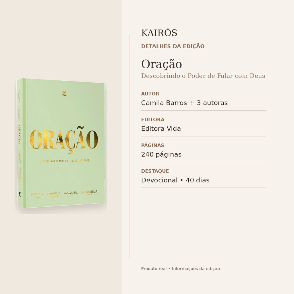 Livro Oração — detalhes da edição