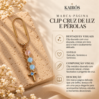 Marca-página Clip Cruz de Luz e Pérolas — card descritivo