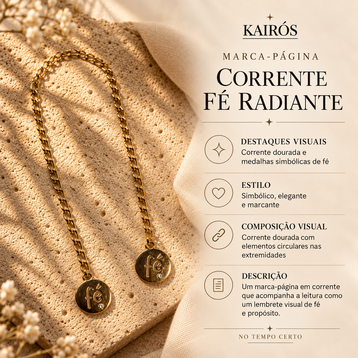 Marca-página Corrente Fé Radiante — card descritivo