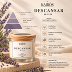 Vela Descansar Kairós - essência Lavandim e notas olfativas